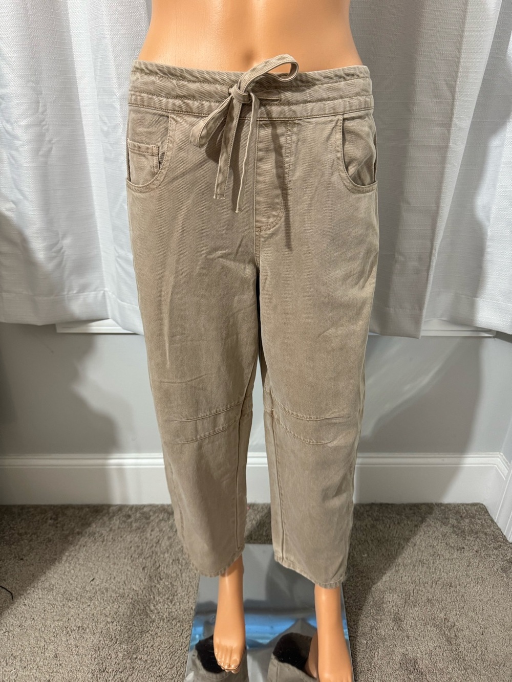 Great Young Fabulous & Broke size S washed khaki cropped drawstring pants new